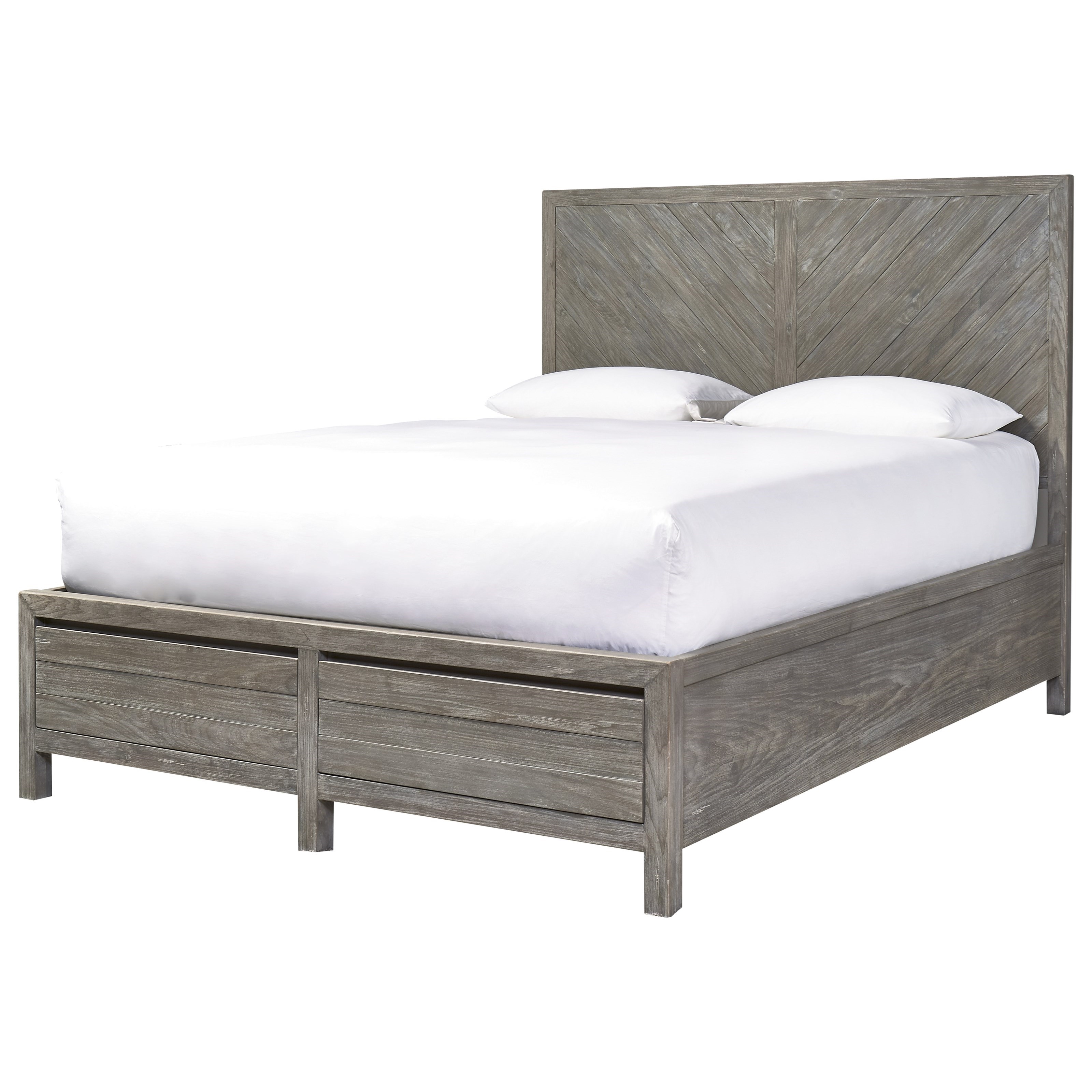 Universal Curated Biscayne Queen Bed with 2 Footboard Drawers Reeds