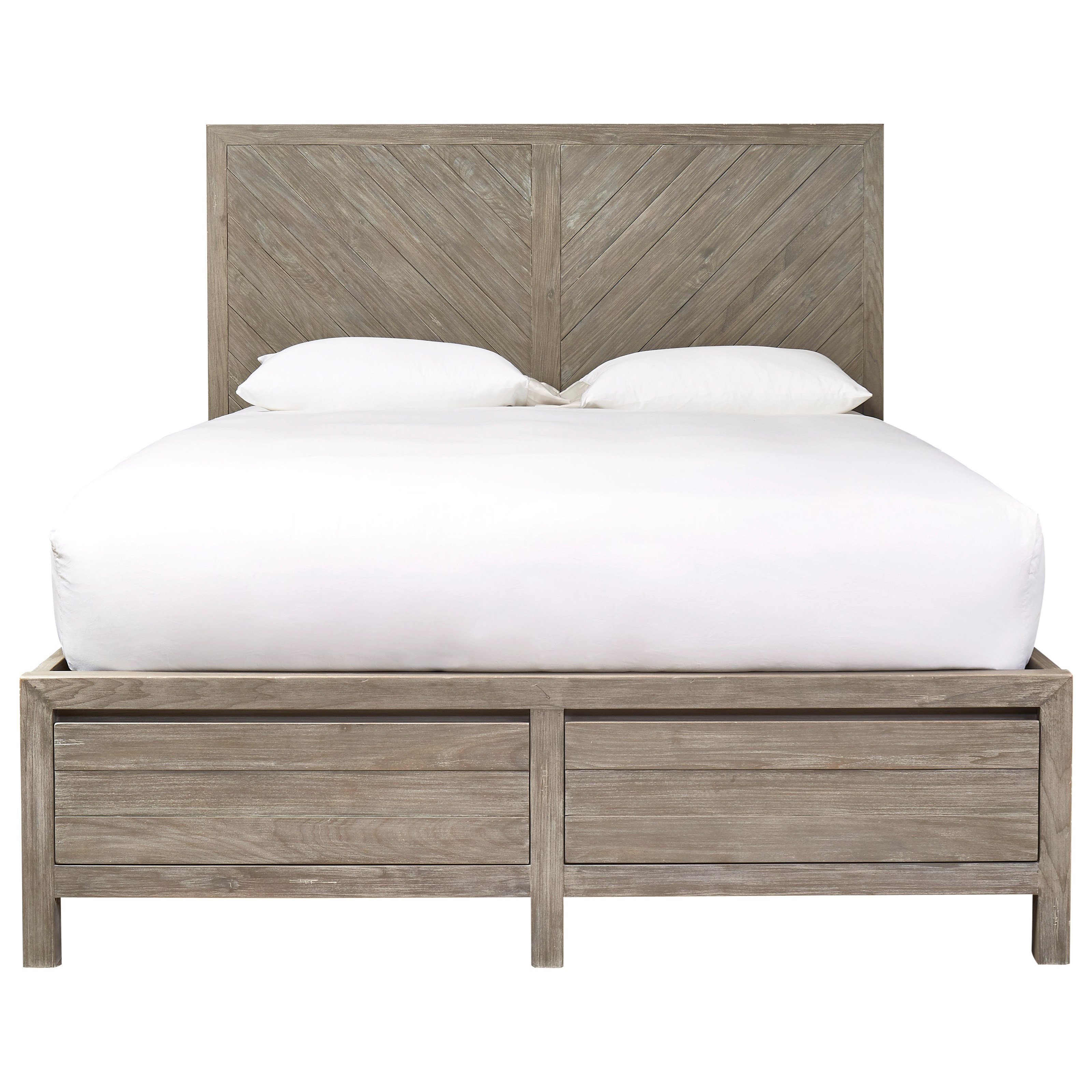 Universal Curated Biscayne King Bed with 2 Footboard Drawers Mueller