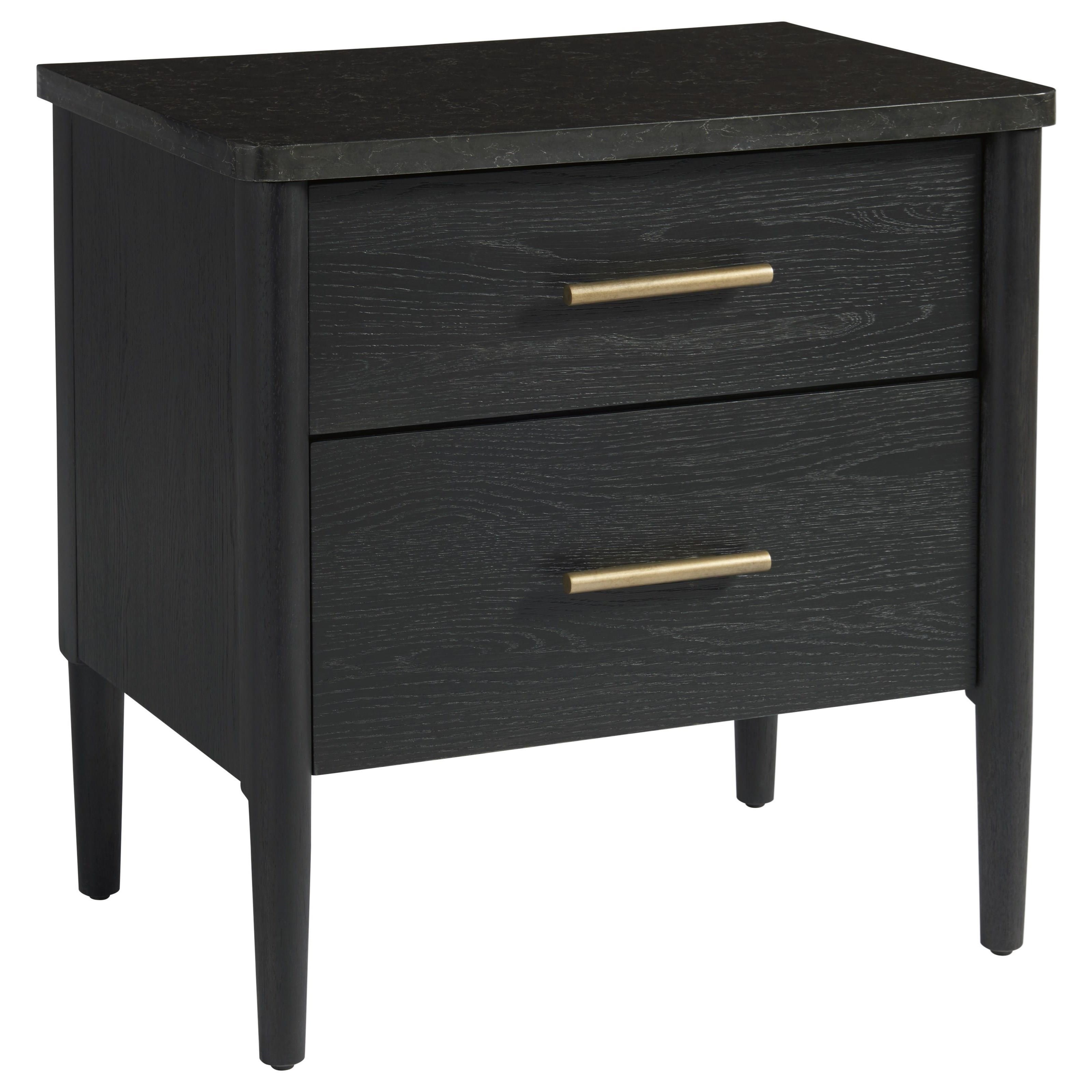 Universal Curated Langley Two Drawer Nightstand with Stone Top Reeds