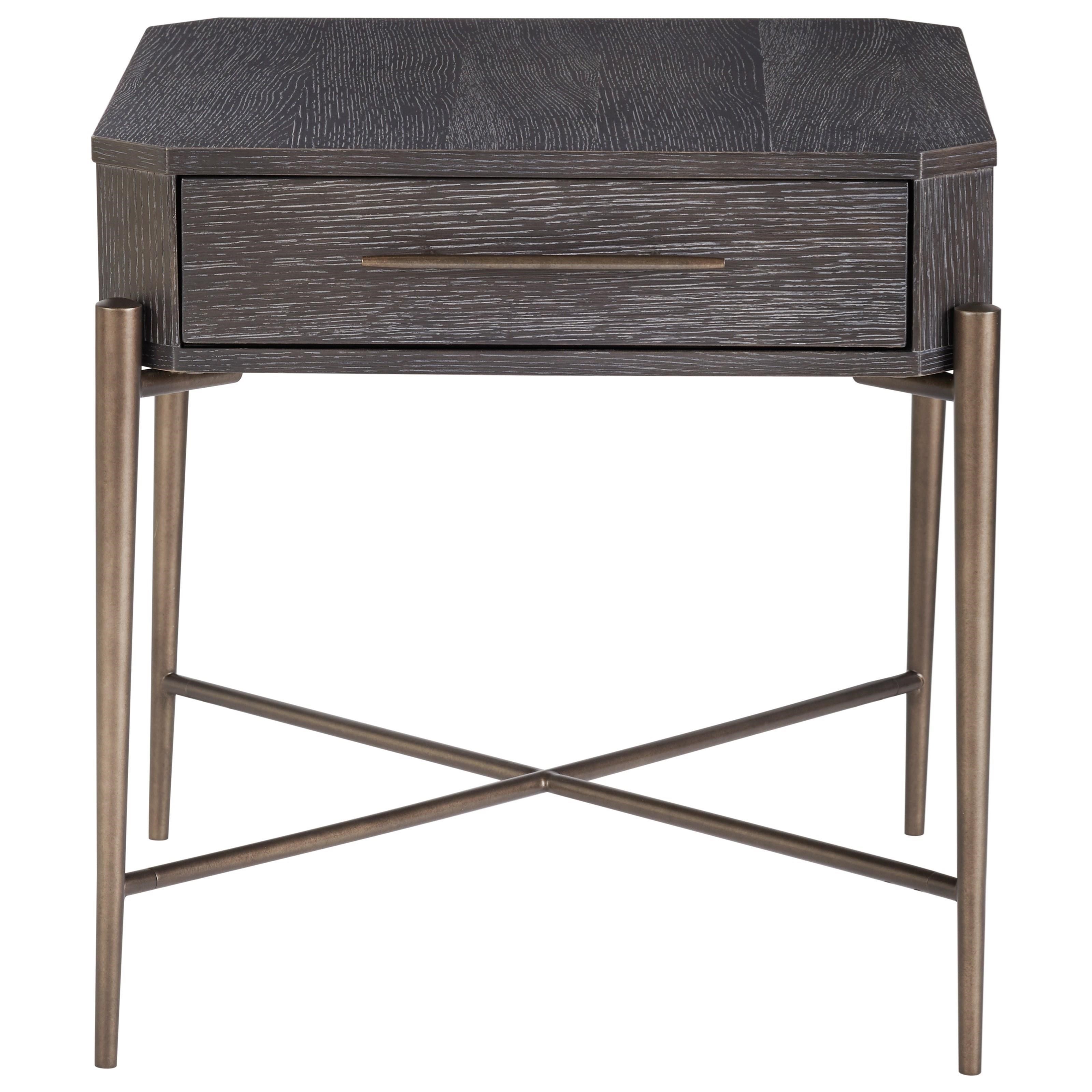 Universal Curated Contemporary 1Drawer Oslo End Table Reeds