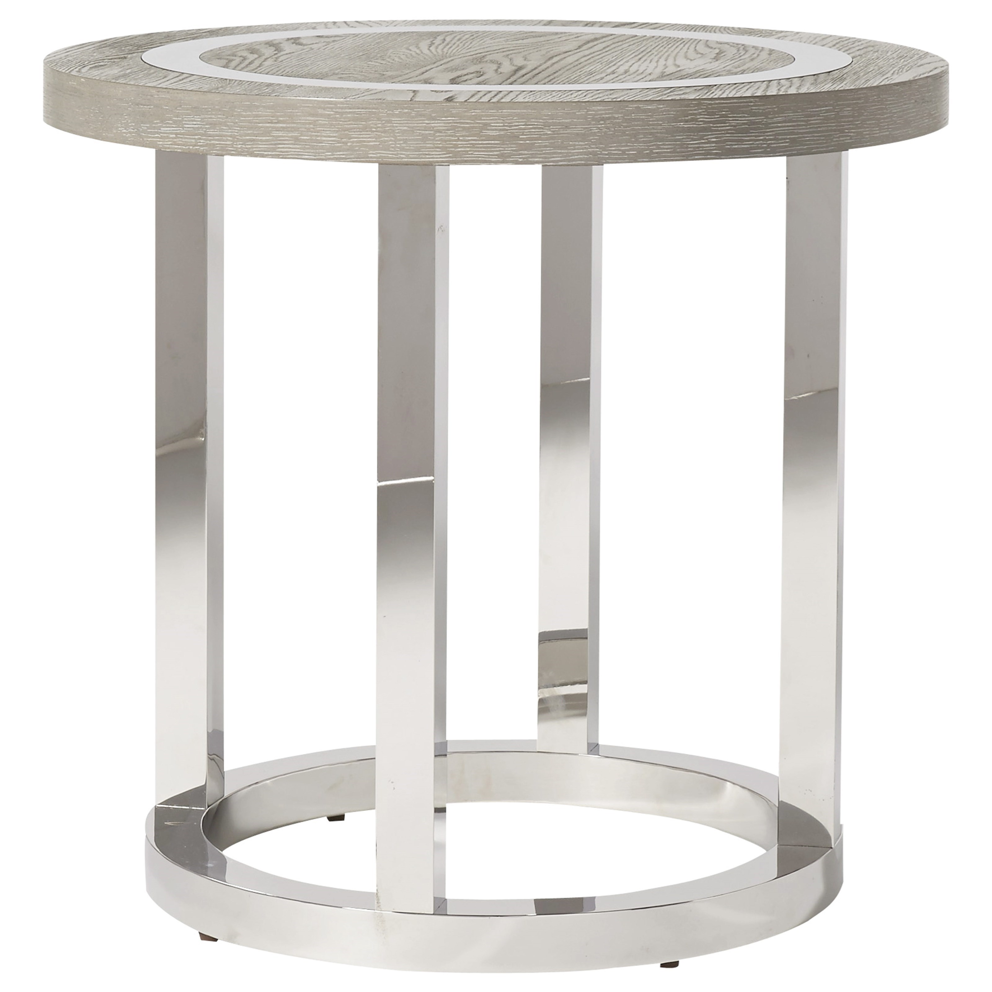 Universal Modern Wyatt Round End Table with Stainless Steal Base