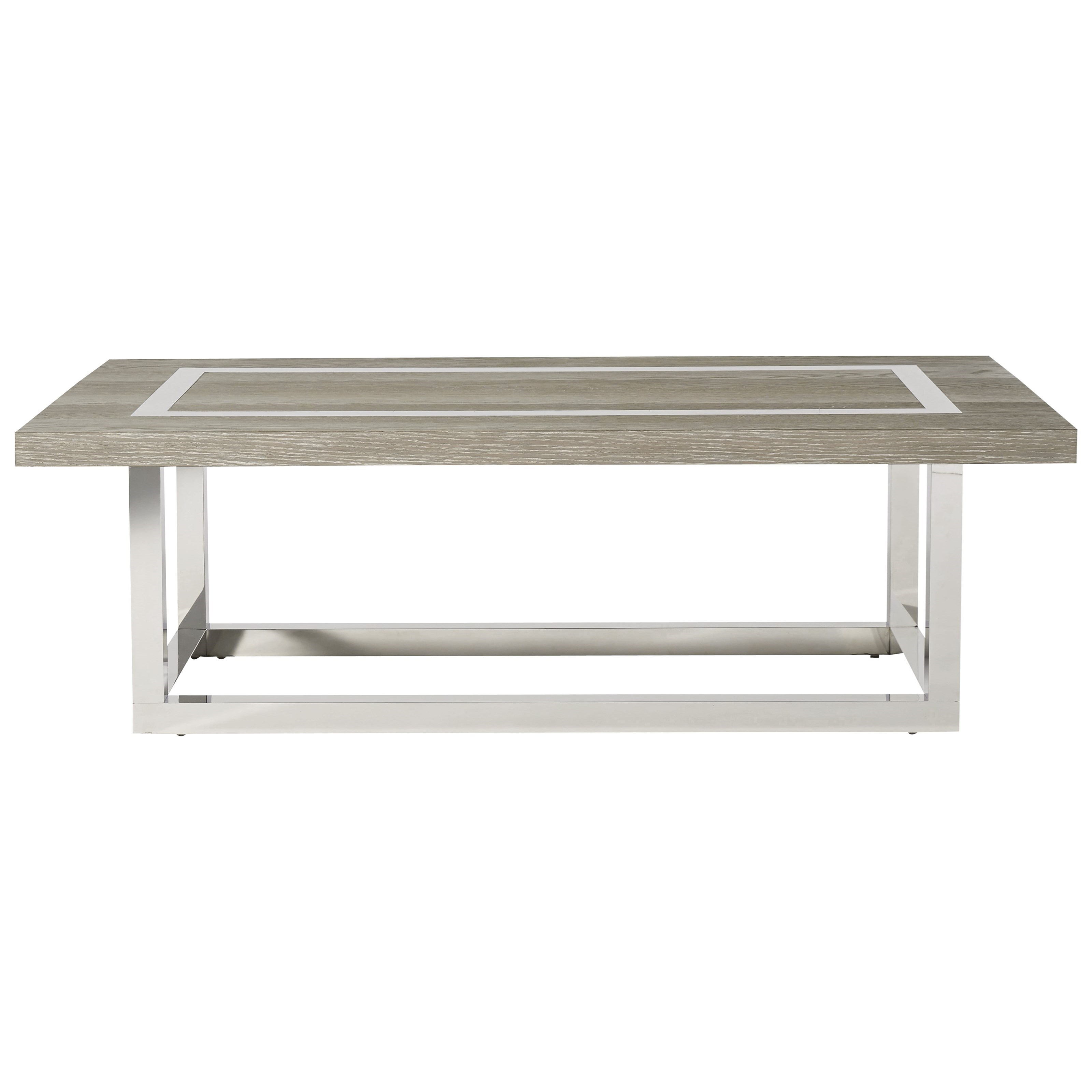 Universal Modern Wyatt Cocktail Table with Stainless Steal Base and