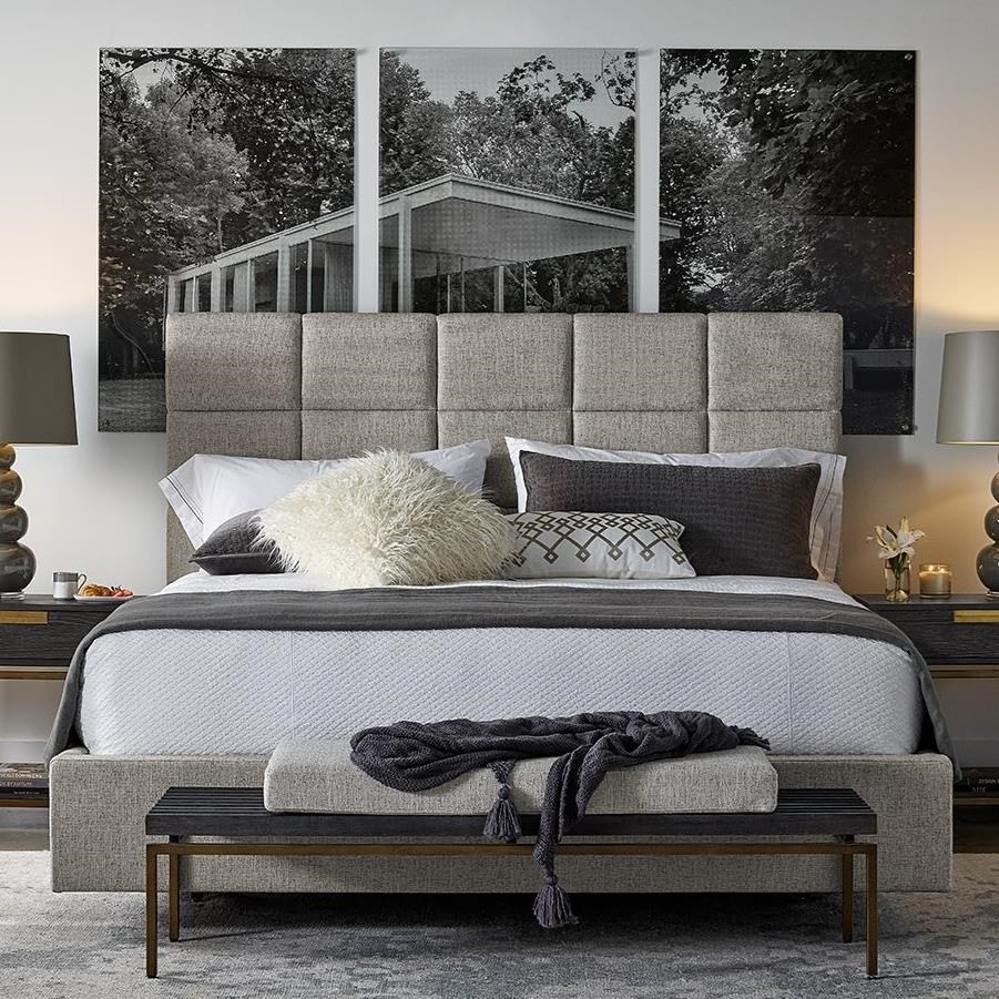 Universal Modern Onyx Bacall King Bed with Upholstered Headboard
