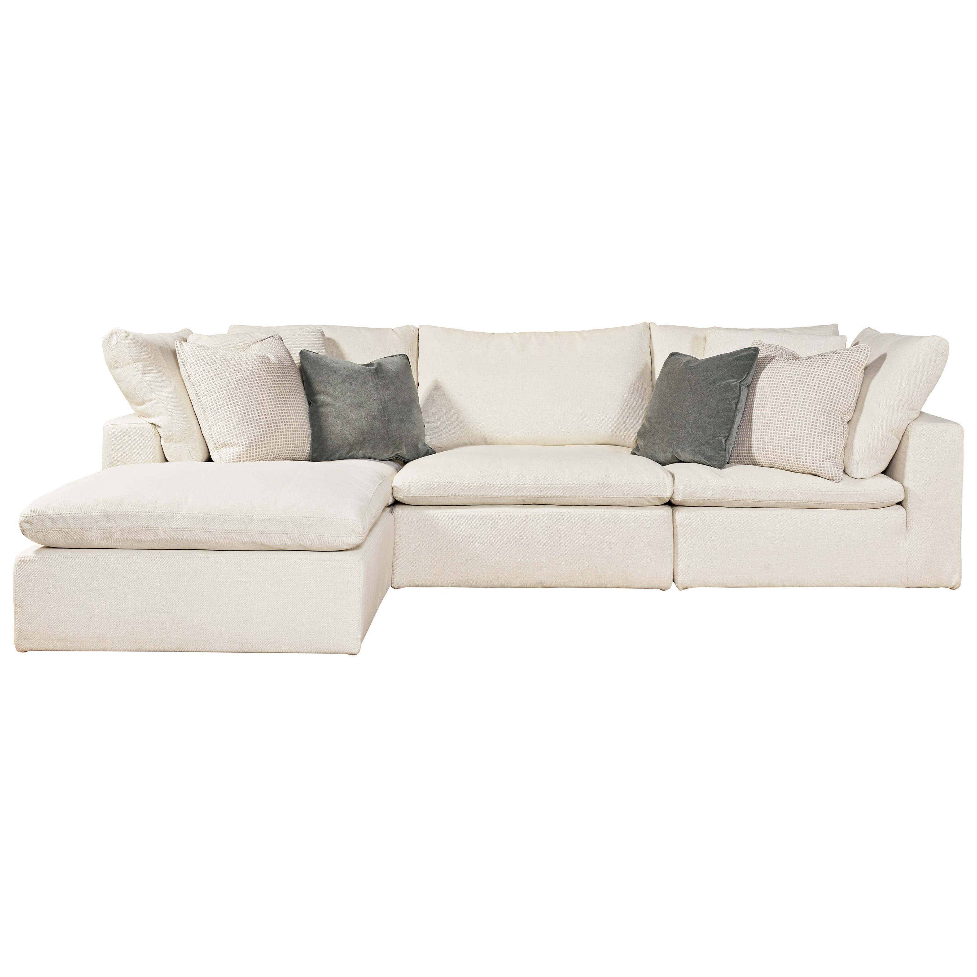 Universal Palmer 4 Piece Sectional with RAF/LAF Ottoman Chaise Reeds