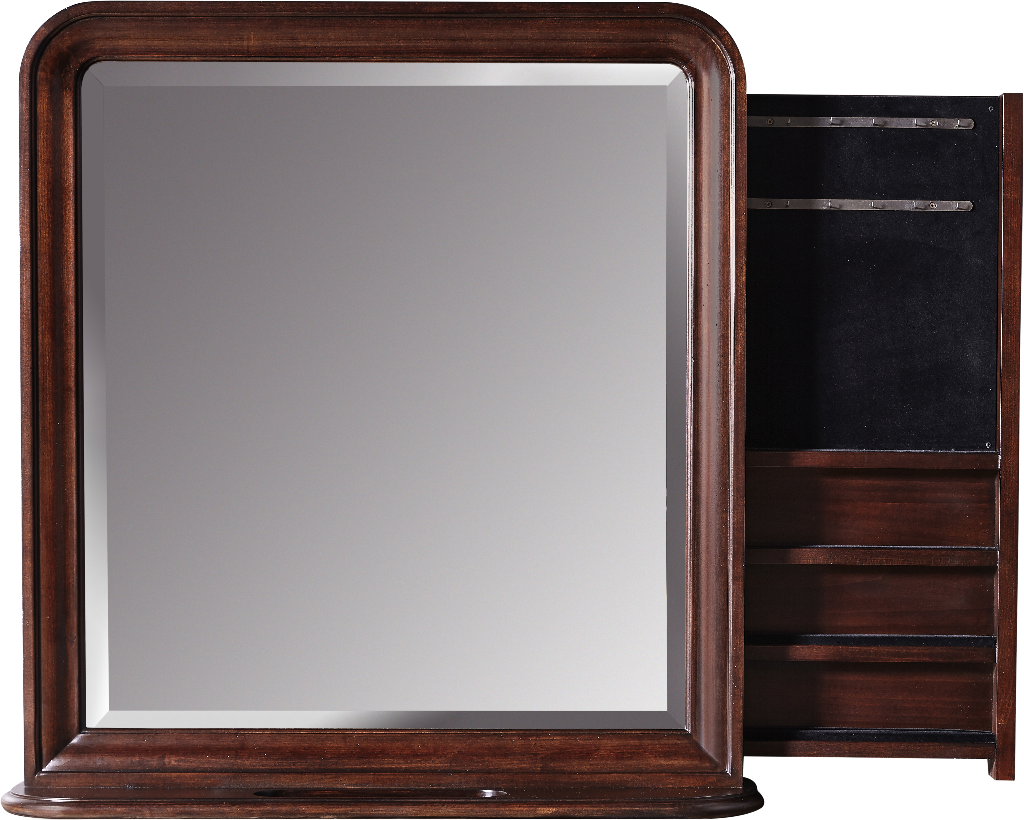 Universal Reprise Storage Mirror with Left and Right Sliding Hidden