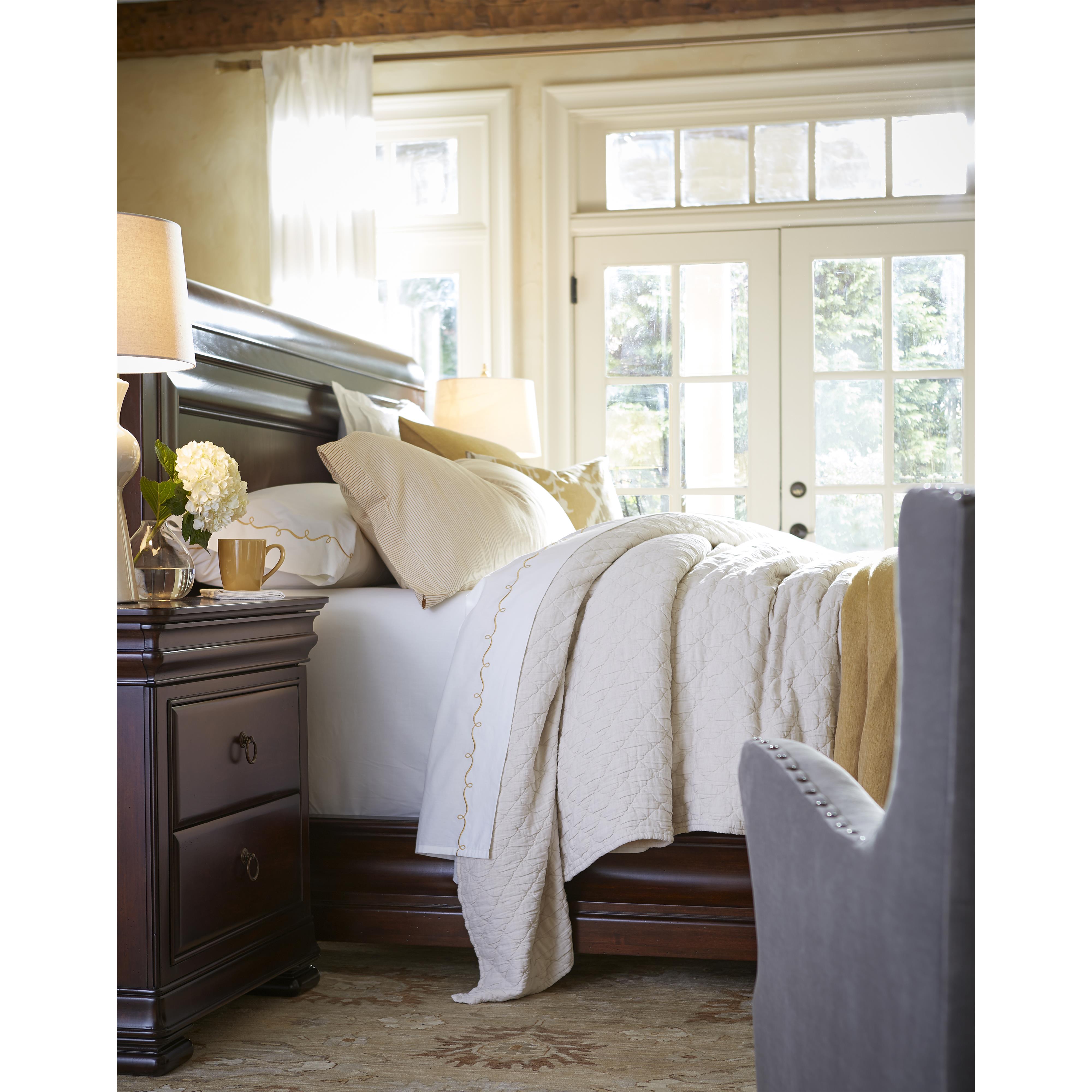 Universal Reprise Queen Sleigh Bed with Paneled Headboard Reeds