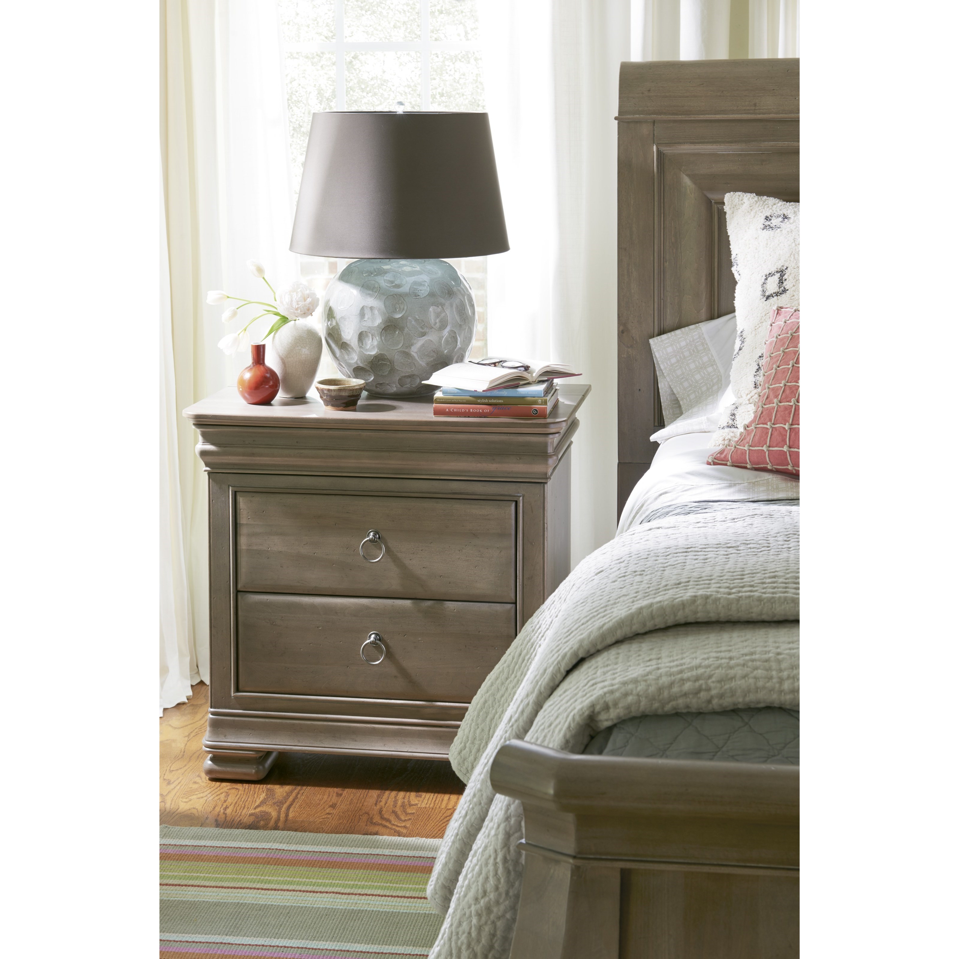 Universal Reprise Nightstand with Outlet and Hidden Top Rail Drawer