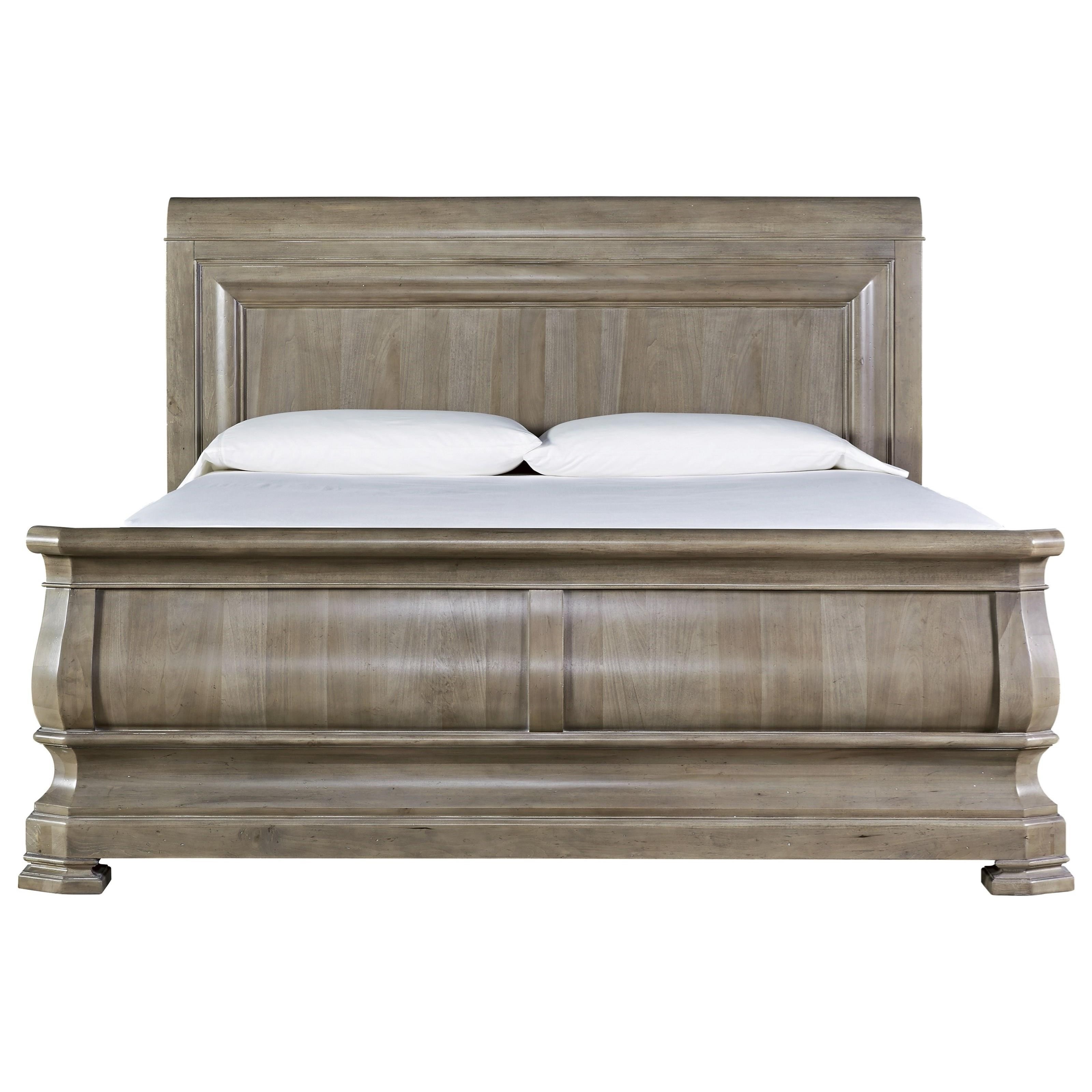 Universal Reprise King Sleigh Bed with Paneled Headboard Reeds