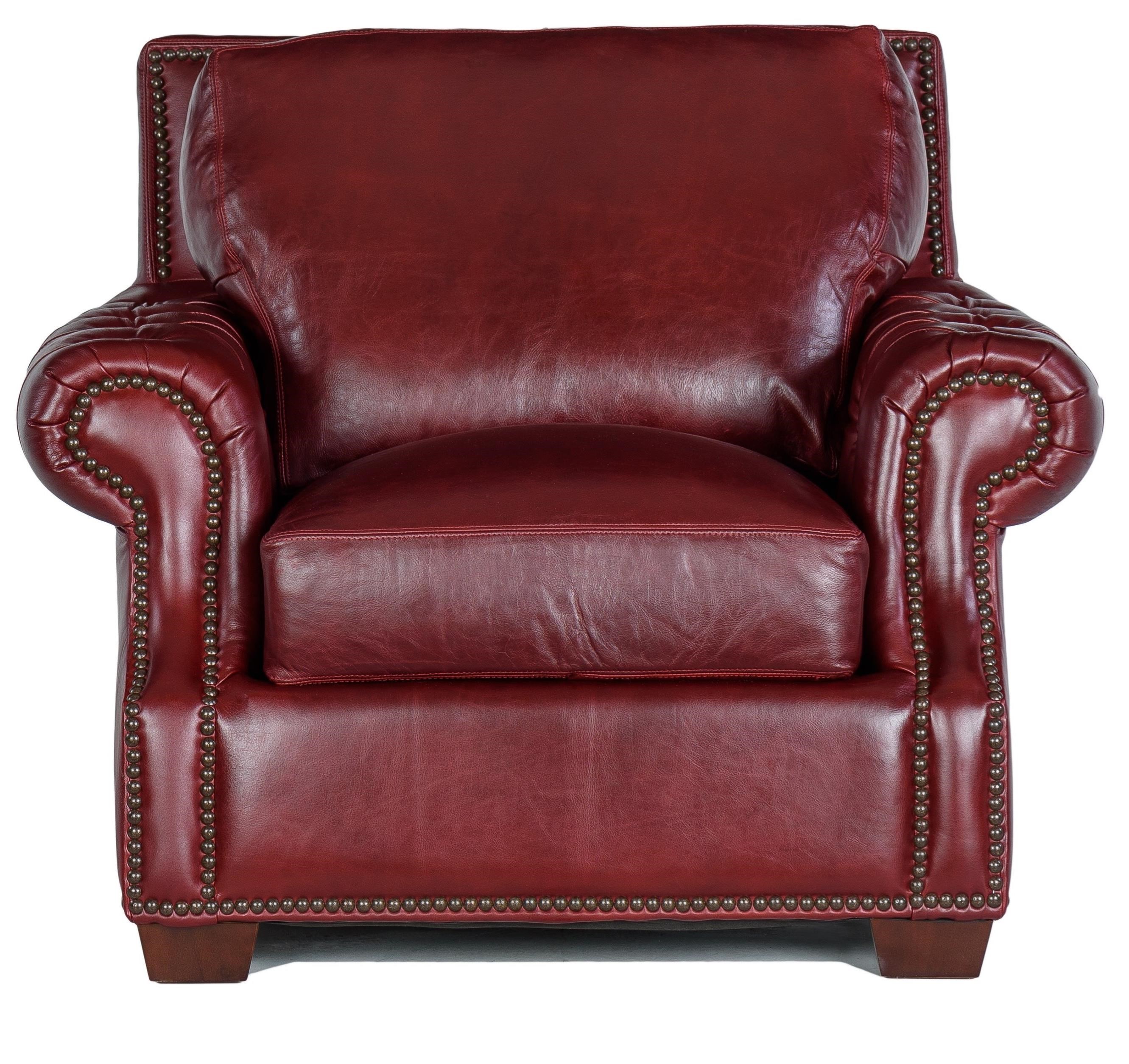 USA Premium Leather 7655 Traditional Leather Chair with Nailheads and