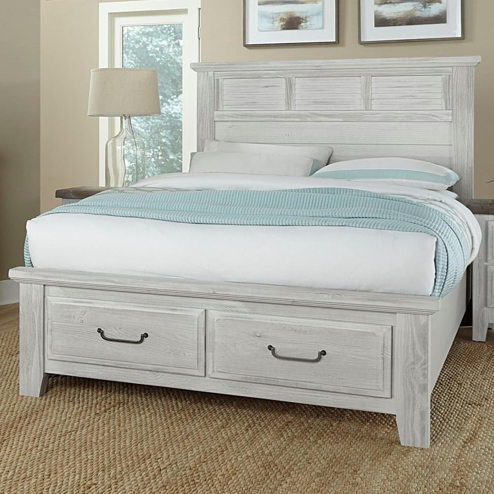 Vaughan Bassett Sawmill Transitional Queen Louver Bed With 2 Drawer