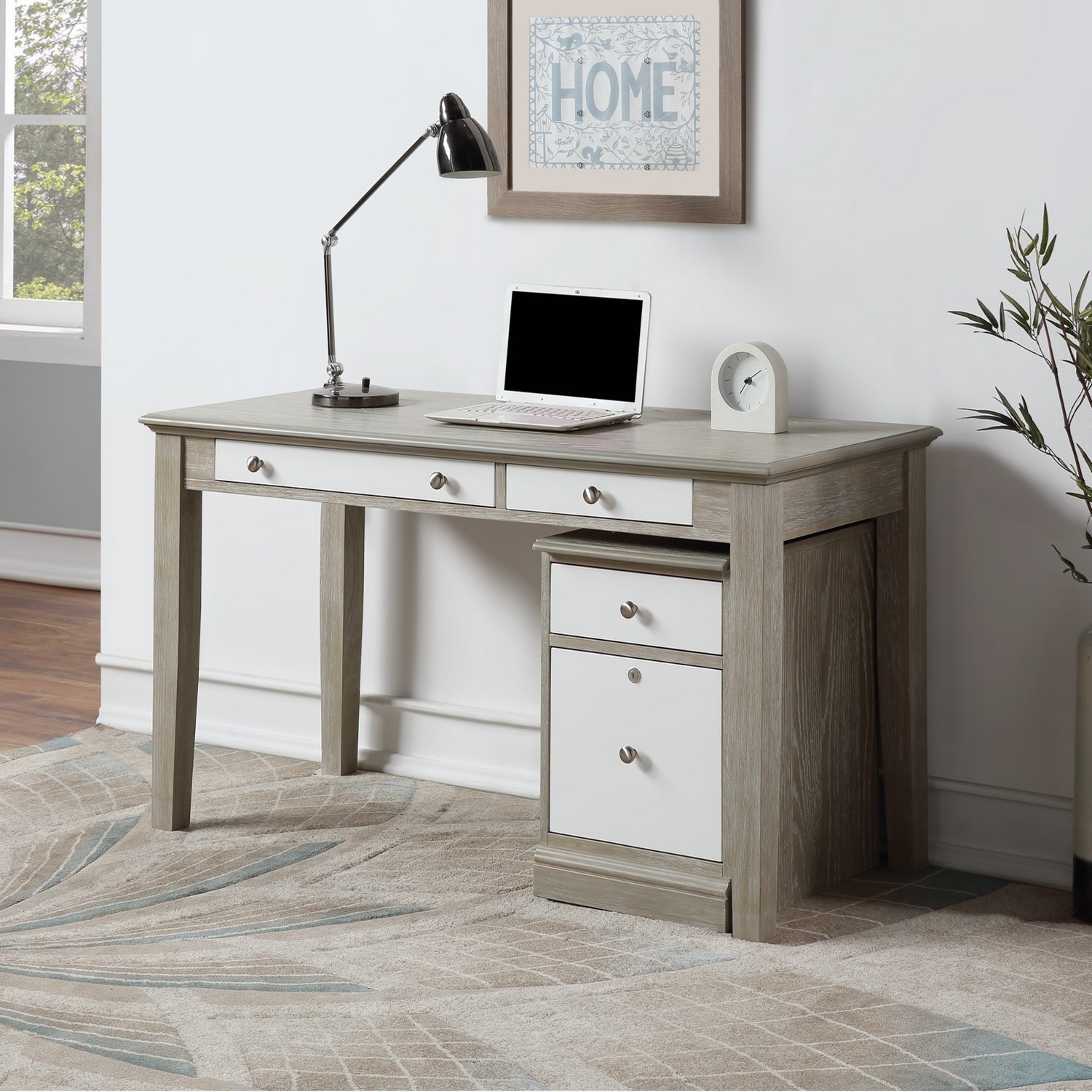 Winners Only Berkeley Contemporary 54" Single Pedestal Desk with DropFront Keyboard Drawer