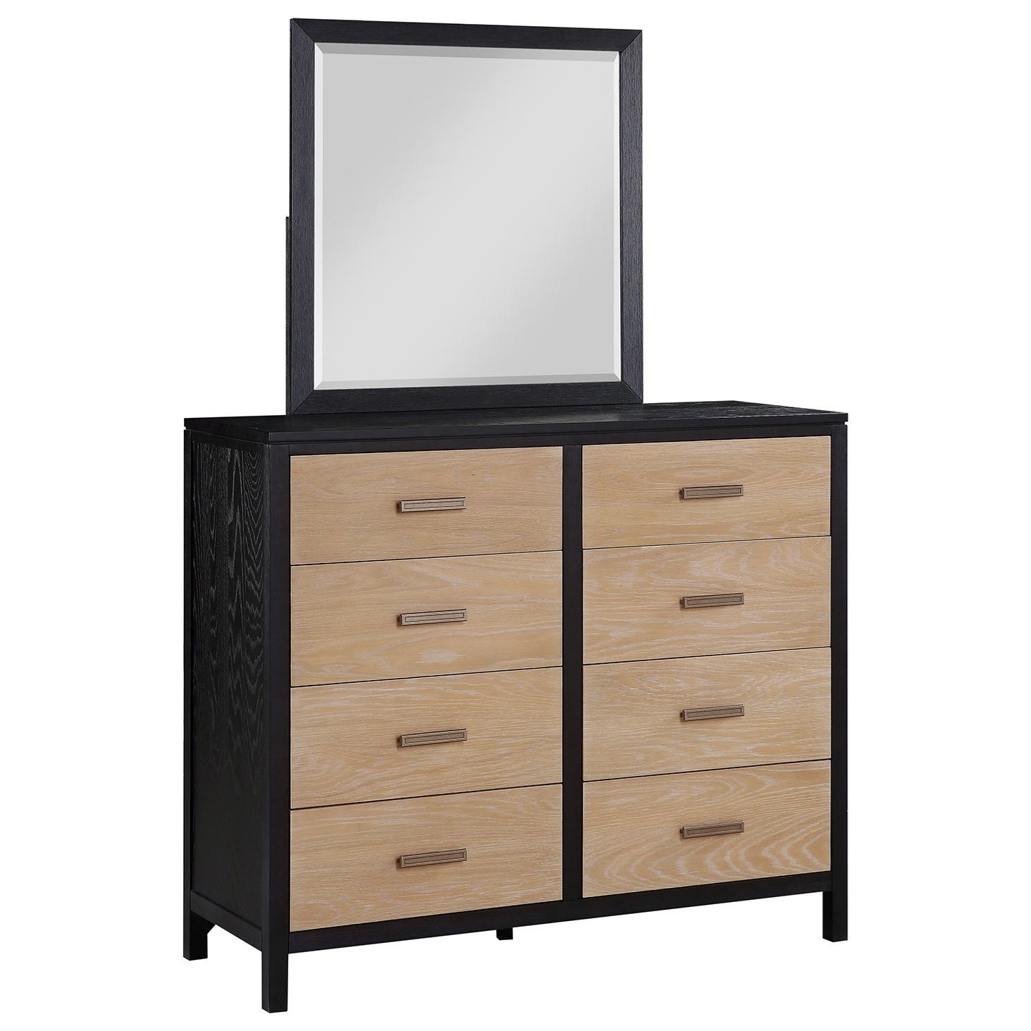 Winners Only Carter Contemporary Dresser and Mirror Set with TwoTone