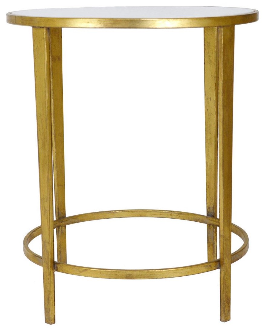 Zeugma Import Gold Gold Round Side Table Malouf Furniture Co. End Tables